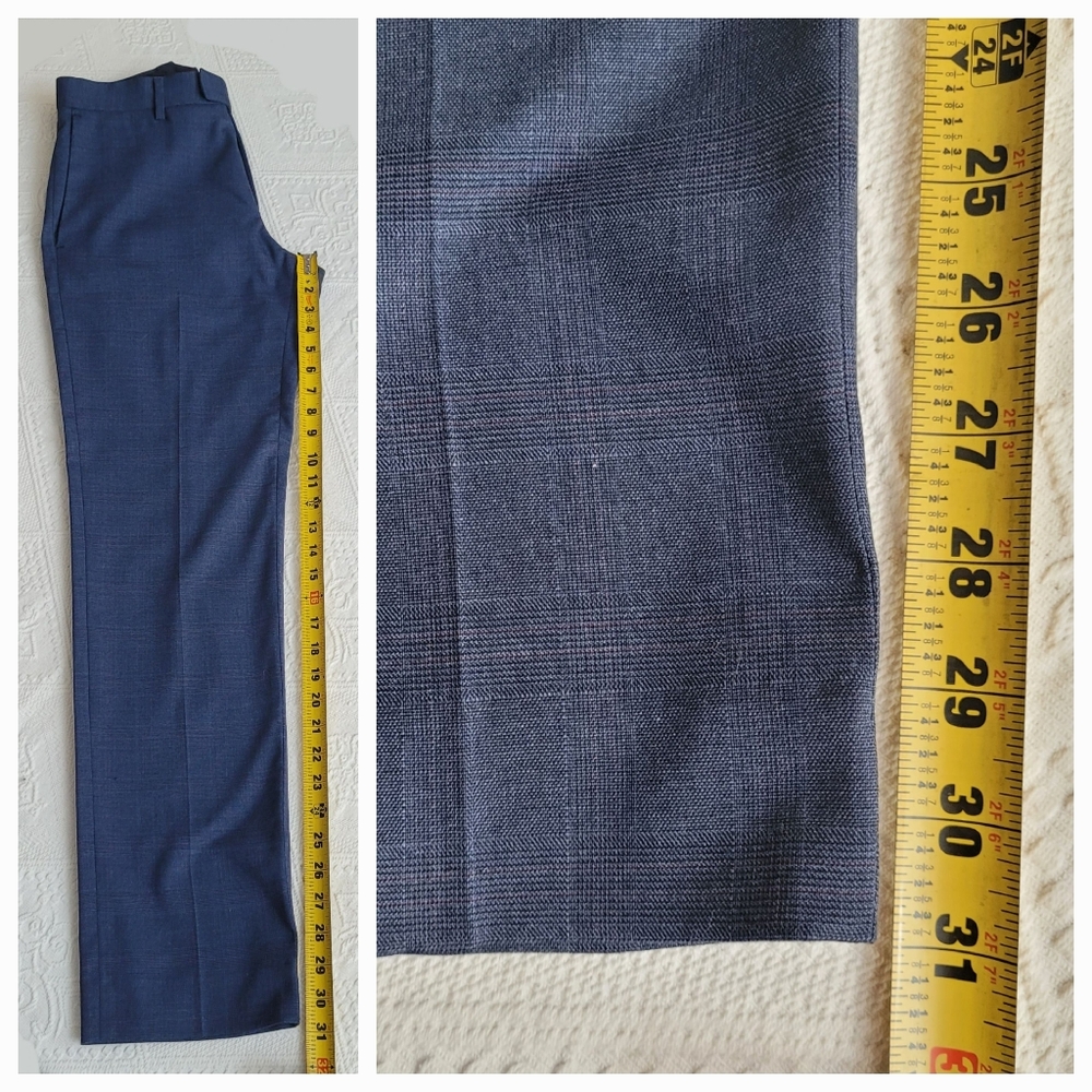 BANANA REPUBLIC FACTORY SLIM FIT SUIT JACKET 38R & DRESS PANTS 29X32 NAVY PLAID - Picture 12 of 16